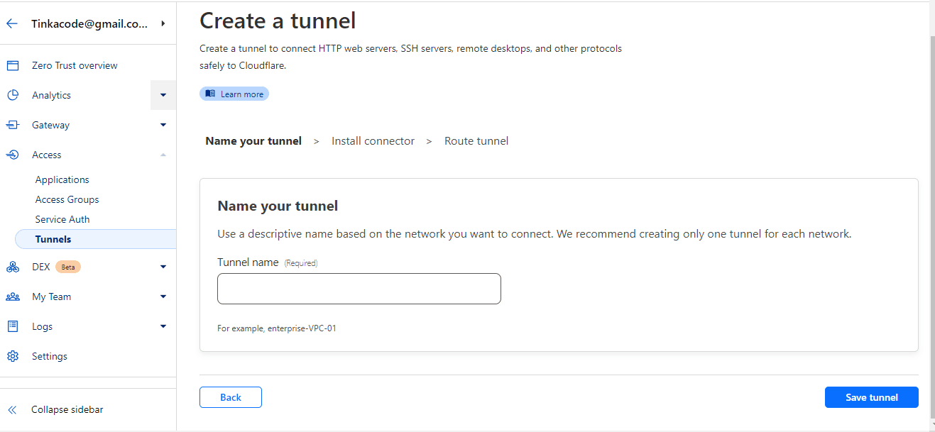 creating a tunnel