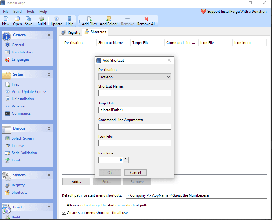 Startup menu
